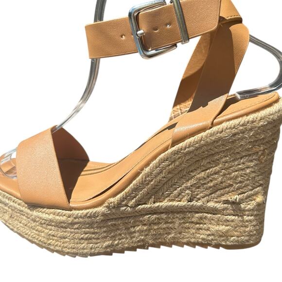 FOREVER 21‎ Tan Espadrilles Wedge Strap Strappy Heels Womens Size 7.5 - Picture 5 of 8